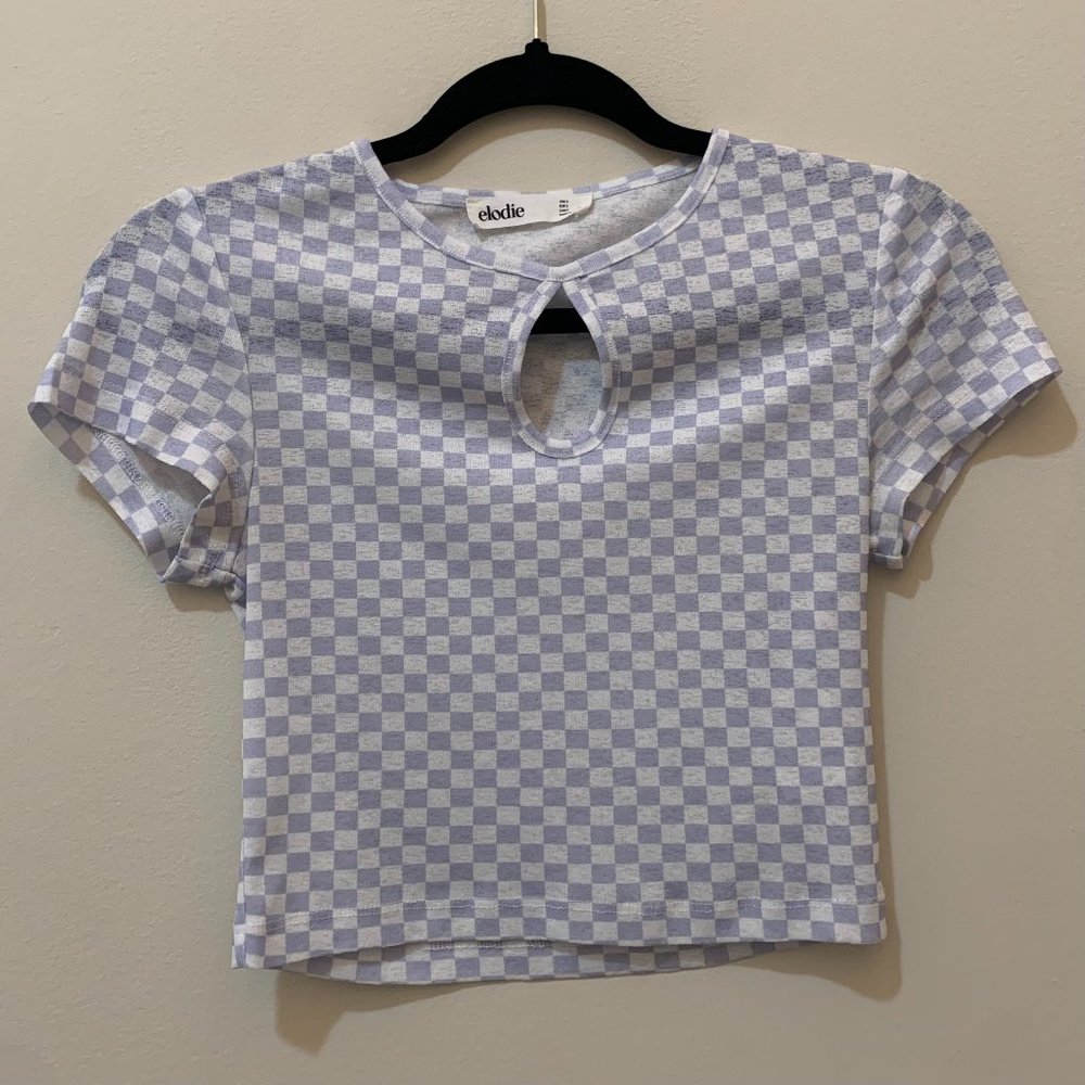 Elodie Lavender Checkered Crop Top